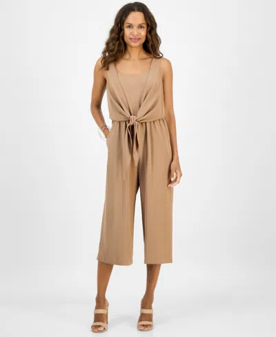 Connected Petite Tie-front Wide-leg Jumpsuit