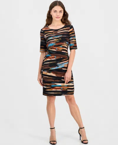 Connected Petite Zig-zag-print Dress In Dbr