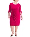 CONNECTED PLUS SIZE CHIFFON-SLEEVE SHEATH DRESS