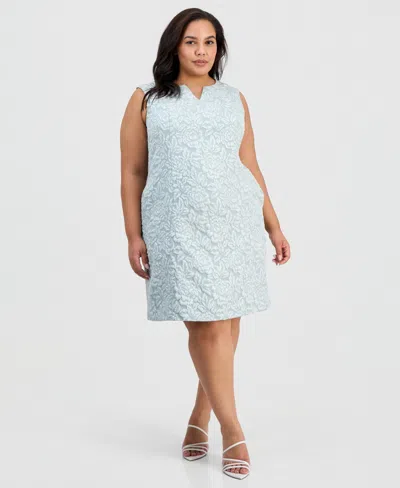 Connected Plus Size Cloquet Cutout-neck Sheath Dress In Brown
