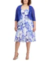 CONNECTED PLUS SIZE LACE CARDIGAN AND FLORAL-PRINT DRESS