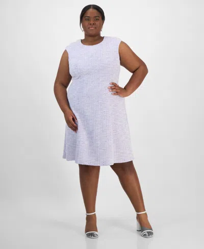 Connected Plus Size Metallic-threaded Sleeveless Dress In Lav
