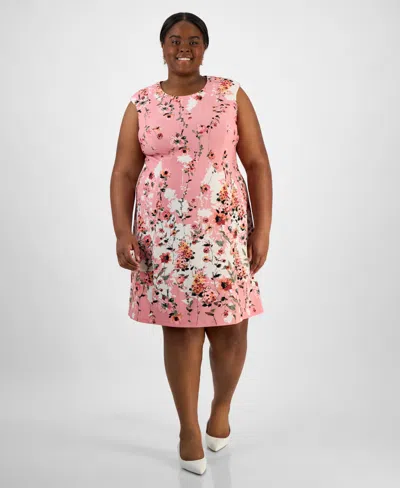 Connected Plus Size Otto Floral-print Fit & Flare Dress In Dur
