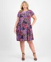 Connected Plus Size Printed Fit & Flare Dress