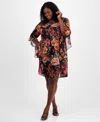 Connected Plus Size Printed Round-neck Sheath Dress In Multi