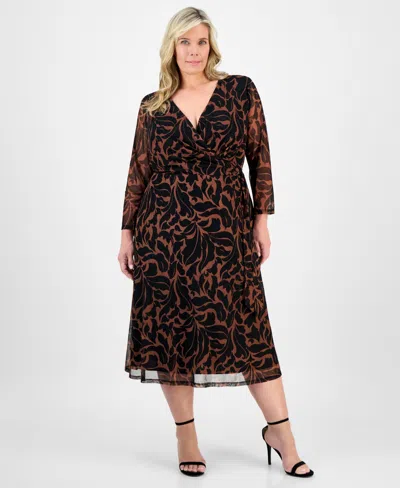 Connected Plus Size Printed Surplice Side-tie Dress