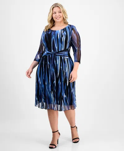 Connected Plus Size Printed Tie-waist Sheath Dress