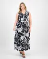Connected Plus Size Printed Twisted-front Maxi Dress