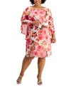 CONNECTED PLUS SIZE RUFFLED-SLEEVE FLORAL SWING DRESS