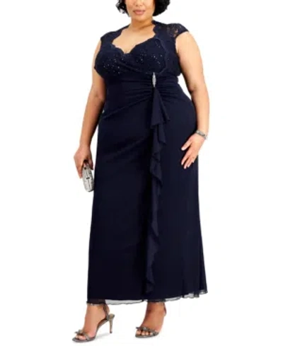 Connected Plus Size Sequin-detail Dress In Navy