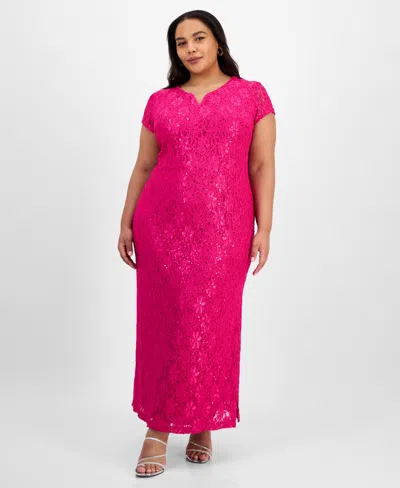 Connected Plus Size Sequined Lace Gown