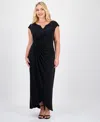 Connected Plus Size Short-sleeve Jersey Maxi Dress In Black