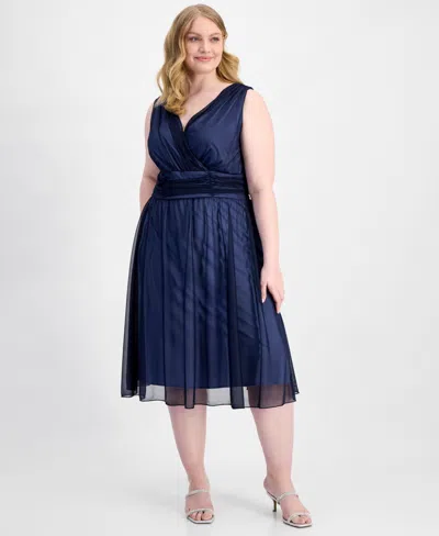 Connected Plus Size Sleeveless Chiffon Midi Dress