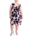 CONNECTED PLUS SIZE SLEEVELESS PRINTED OVERLAY DRESS