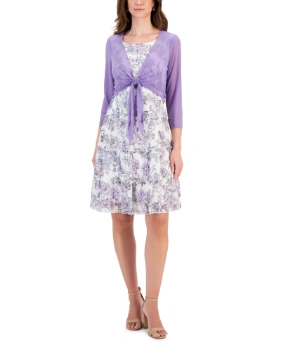 Connected Women's 2-pc. Floral-print Dress & Chiffon Jacket In Orc