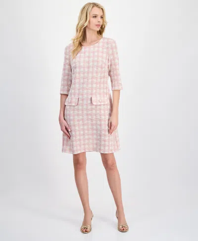 Connected Women's Boucle Tweed 3/4-sleeve Dress