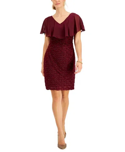 Connected Women's Chiffon Overlay Eyelash Sheath Dress Purple Size 6 In Brown