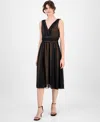Connected Women's Chiffon Ruched-waist Dress In Multi