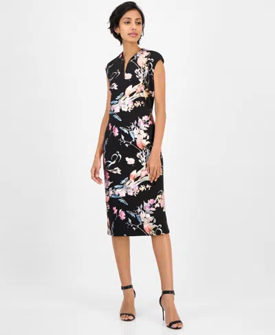 Connected Women's Floral Ponte-knit Sheath Dress
