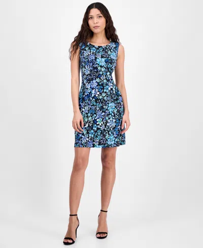 Connected Women's Floral-print Fit & Flare Dress In Blu
