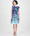 Connected Women's Floral Round-neck Sleeveless Dress In Pck