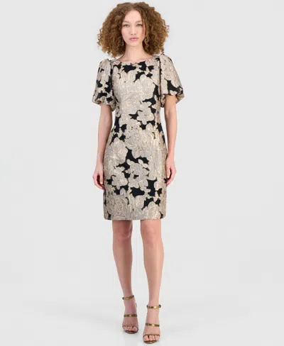 Connected Women's Jacquard Sheath Dress In Brown