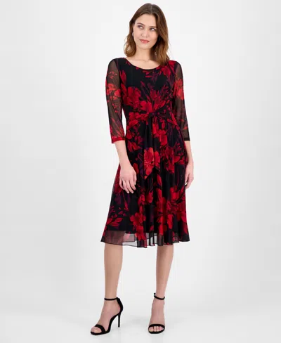Connected Women's Printed Mesh A-line Dress In Multi