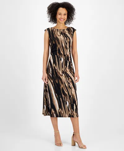 Connected Women's Printed Midi Dress In Taupe