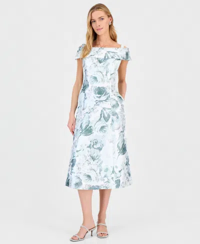 Connected Women's Printed Off-shoulder Midi Dress In Multi