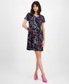 Connected Women's Printed Round-neck Sheath Dress