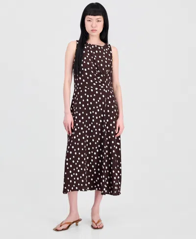 Connected Women's Printed Side-shirred Fit & Flare Dress In Brn