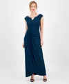 Connected Women's Rhinestone-embellished Drape-front Dress In Blue