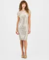 Connected Women's Sequin Cutout Cap Sleeve Sheath Dress In Gold
