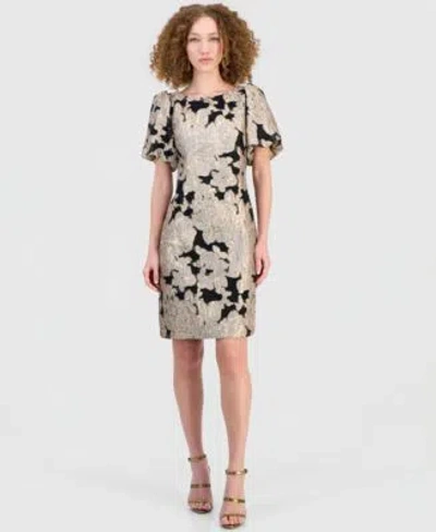 Connected Womens Jacquard Sheath Dress In Brown
