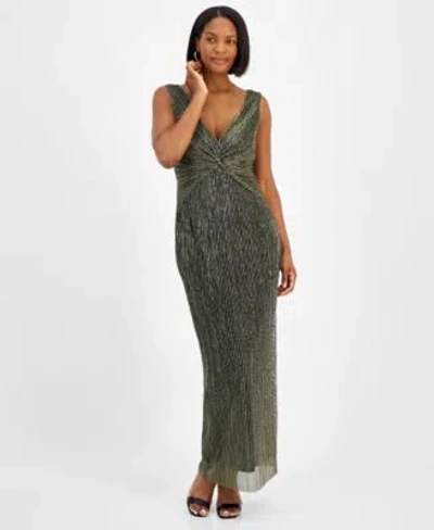 Connected Womens Twist Front Sleeveless Gown In Sage