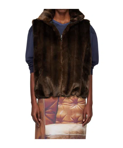 Conner Ives Artificial Fur Vest In Brown