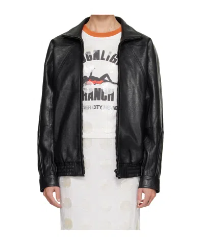 Conner Ives Batwing Leather Jacket In Black
