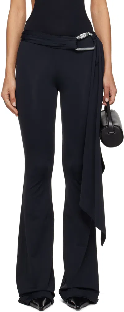 Conner Ives Embellished Draped Stretch-jersey Flared Track Pants In Black