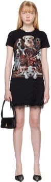 Conner Ives Black Printed Minidress In Black