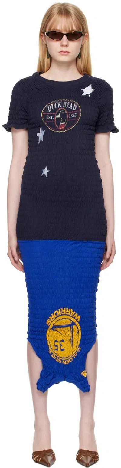 Conner Ives Blue & Navy Reconstituted Maxi Dress