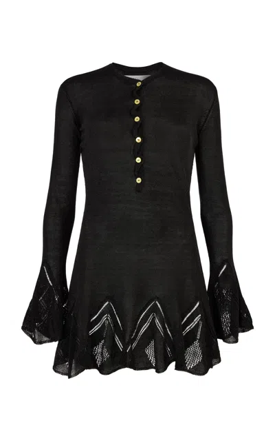 Conner Ives Cardigan Knit Mini Dress In Black