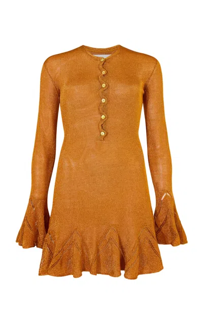 Conner Ives Cardigan Knit Mini Dress In Brown