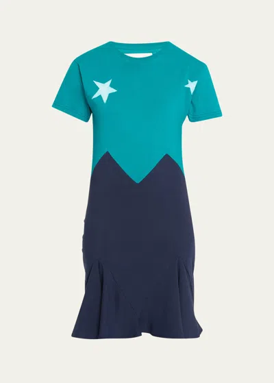 Conner Ives Colorblock Slip T-shirt Dress In Blue