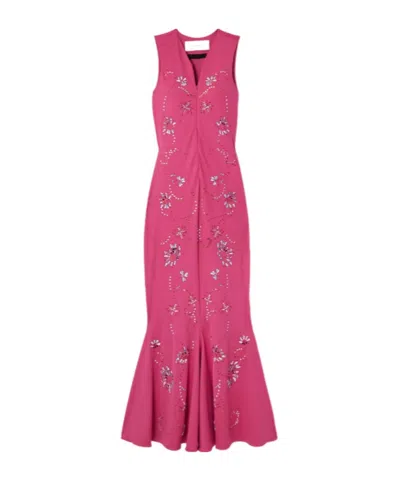 Conner Ives Crystal-embellished Recycled Stretch-jersey Maxi Dress In Pink