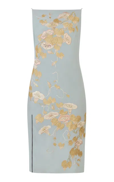 Conner Ives Demi Couture Embroidered Silk Mini Dress In Green