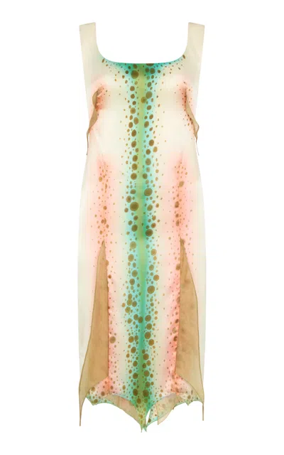 Conner Ives Demi Couture Handpainted Silk Mini Dress In Multi