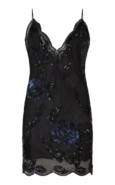 Conner Ives Demi Couture Sequined Mini Dress In Black