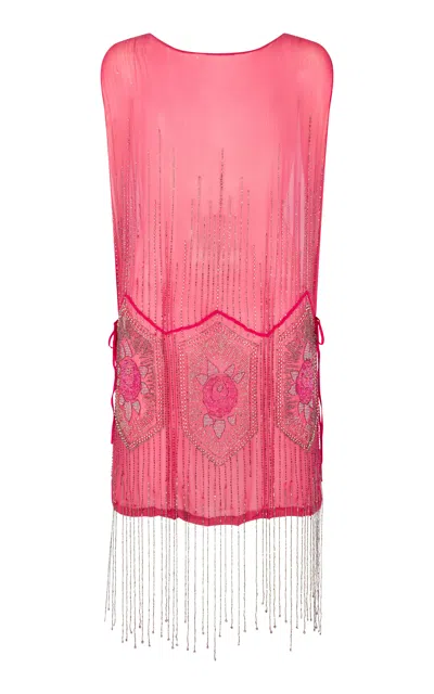 Conner Ives Demi Couture Sequined Silk Chiffon Top In Pink