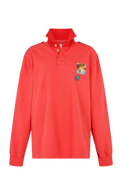 Conner Ives Epaulette Cotton Top In Red