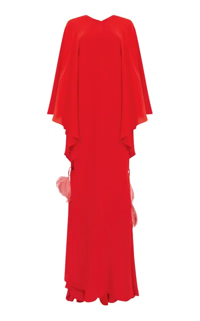 Conner Ives Feather-embellished Silk Kaftan In Multi